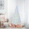 White Fiber Optic Christmas Tree with Multi-Color LED Lights and Foldable Metal Stand